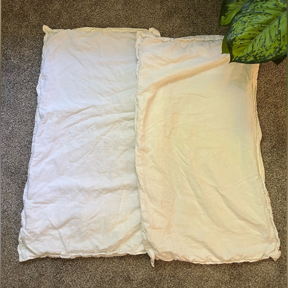 Anthropologie Ivory Cotton/Linen Blend King Shams-Set Of 2